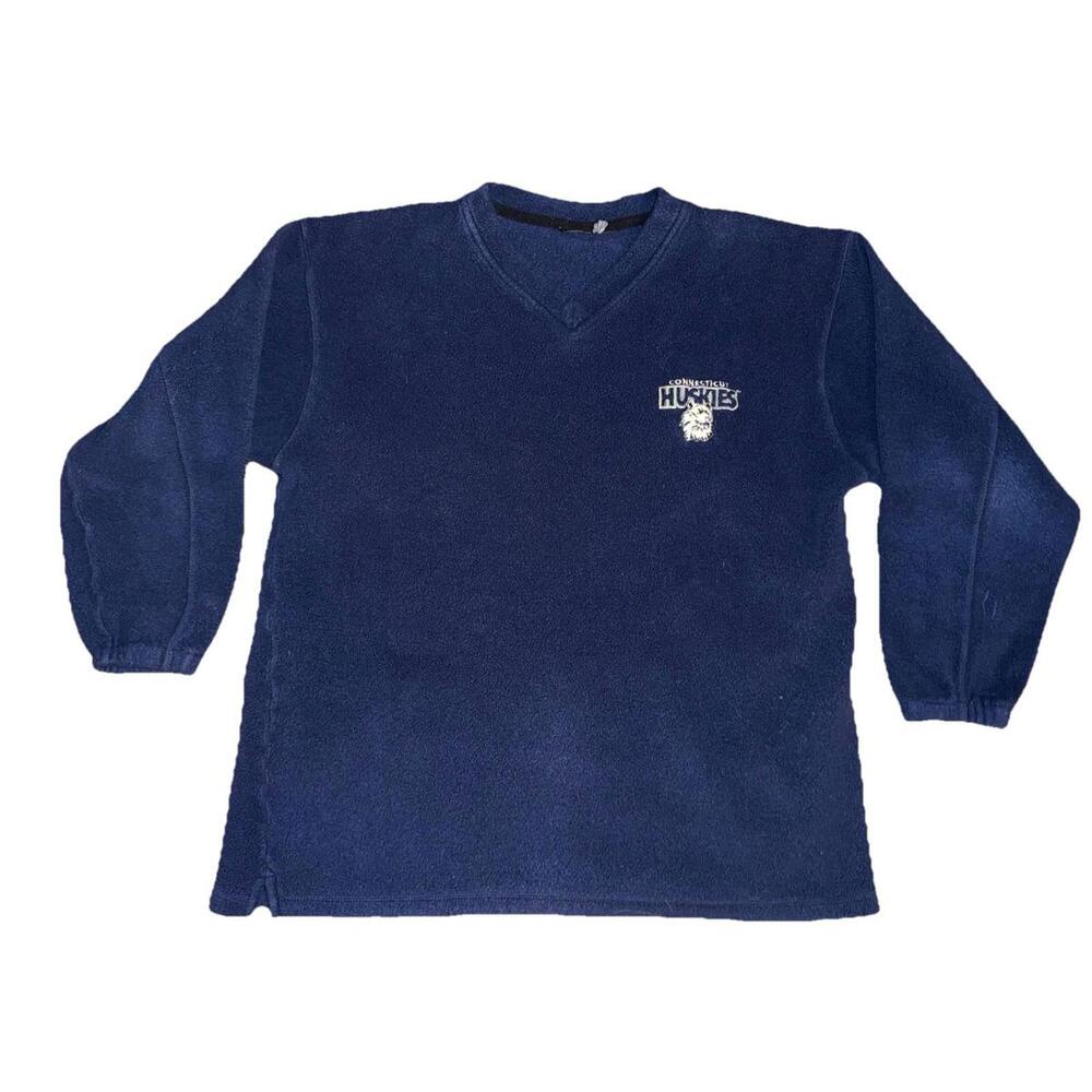 UConn Huskies UConn  Mens Fleece Pullover Navy Blue Sweater V Neck Orig Husky L?